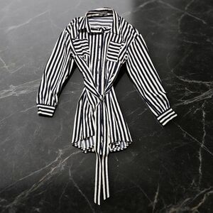 SHEIN Navy and White Striped Shirt Dress. Size M. Excellent Condition!